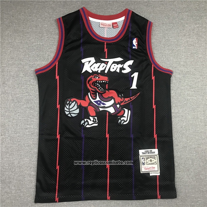 Camiseta Toronto Raptors Tracy Mcgrady #1 Mitchell & Ness 1998-99 Negro2